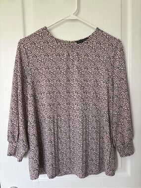 Adrianna Papell Pink Leopard-Spot Blouse